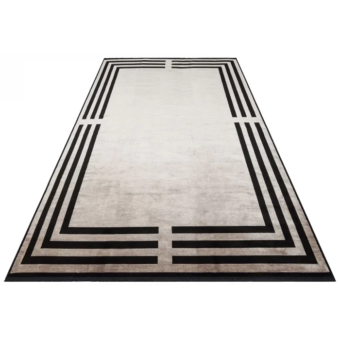 LUGANO HALI 0145 Art Deco Modern Bordürlü Yüksek Kalite Sık Dokuma Salon Halısı