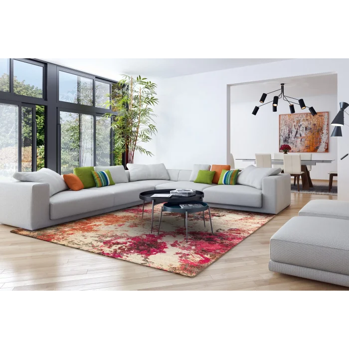 LUNA HALI 0426 Otantik Geleneksel Desenli Yıkanabilir Renkli Baskı Kilim