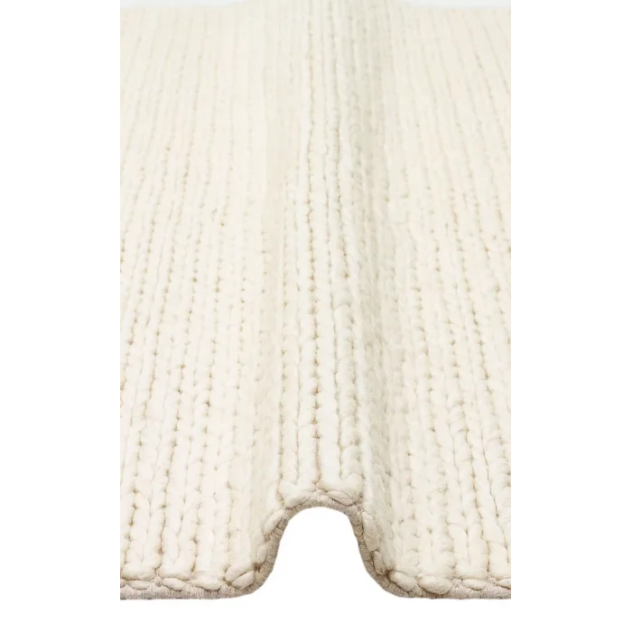 Jade Basketweave Cream Naturel Kazak Örgü Desenli El Dokuma Örgü Halı