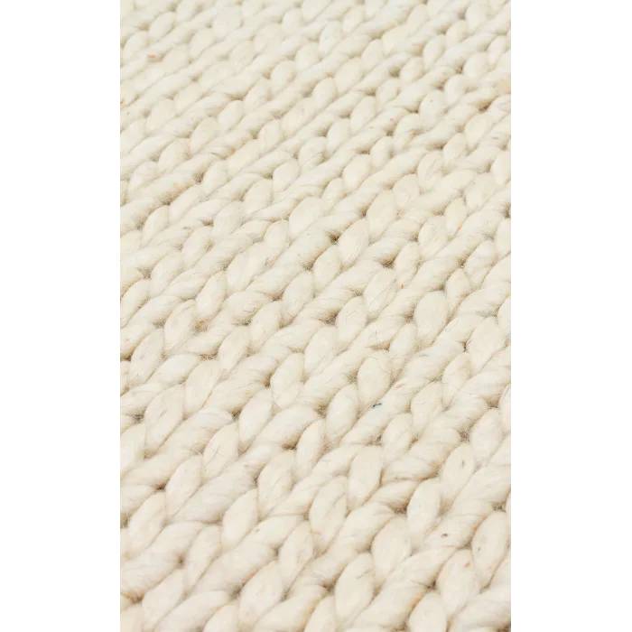 Jade Basketweave Cream Naturel Kazak Örgü Desenli El Dokuma Örgü Halı