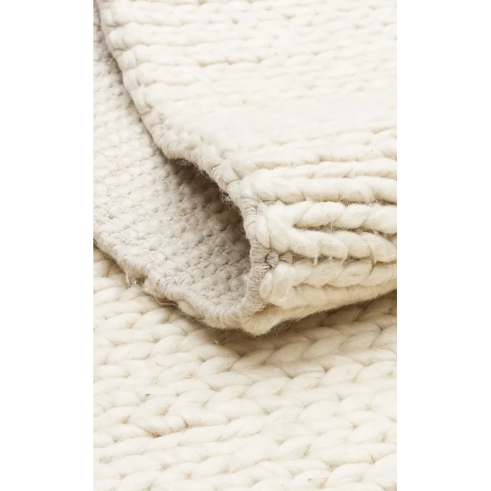 Jade Basketweave Cream Naturel Kazak Örgü Desenli El Dokuma Örgü Halı