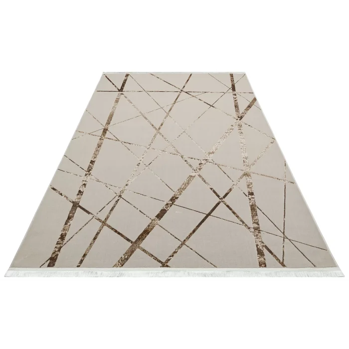 LISBON HALI 0033 Parlak Dokulu Modern Desen ve Renkli Metalik Işıltılı Makine Halısı