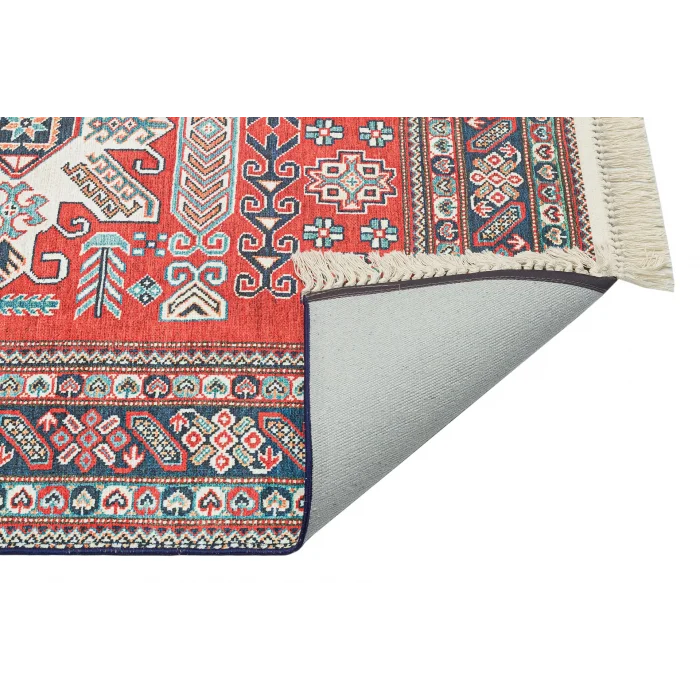 LUNA HALI 0307 Otantik Geleneksel Desenli Yıkanabilir Renkli Baskı Kilim