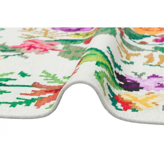 LUNA NEW HALI 0033 Otantik Geleneksel Desenli Yıkanabilir Renkli Baskı Kilim