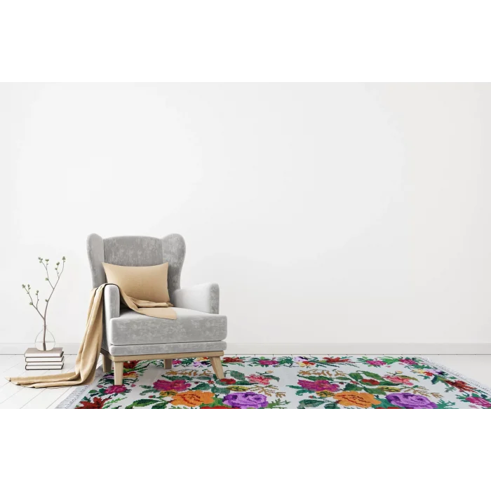LUNA NEW HALI 0033 Otantik Geleneksel Desenli Yıkanabilir Renkli Baskı Kilim