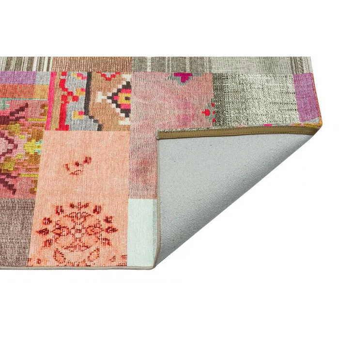 LUNA NEW HALI 0046 Otantik Geleneksel Desenli Yıkanabilir Renkli Baskı Kilim