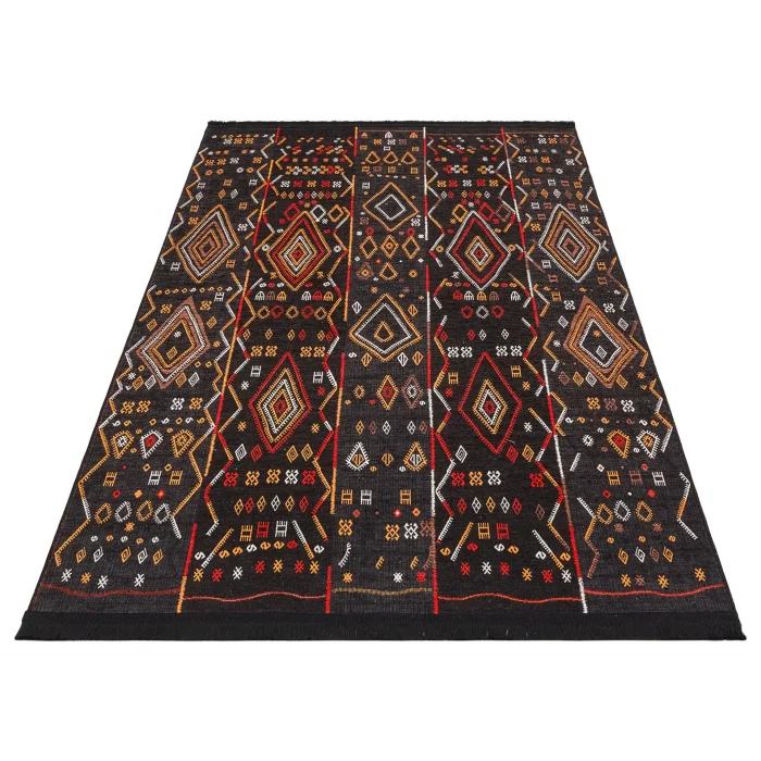 LUNA NEW HALI 0111 Otantik Geleneksel Desenli Yıkanabilir Renkli Baskı Kilim
