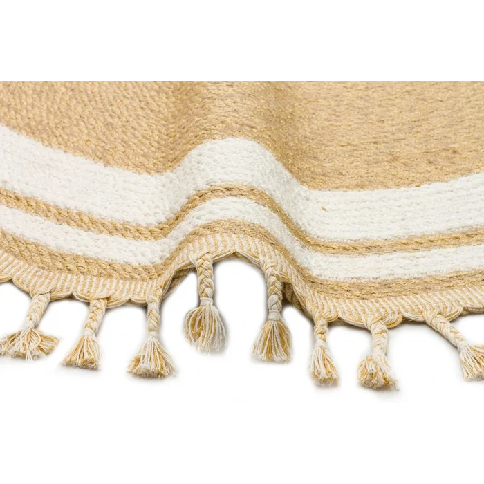 Patna PTN 06 Natural White Jüt Hasır Görünümlü Hav Toz Vermez Dekoratif Örgü Halı