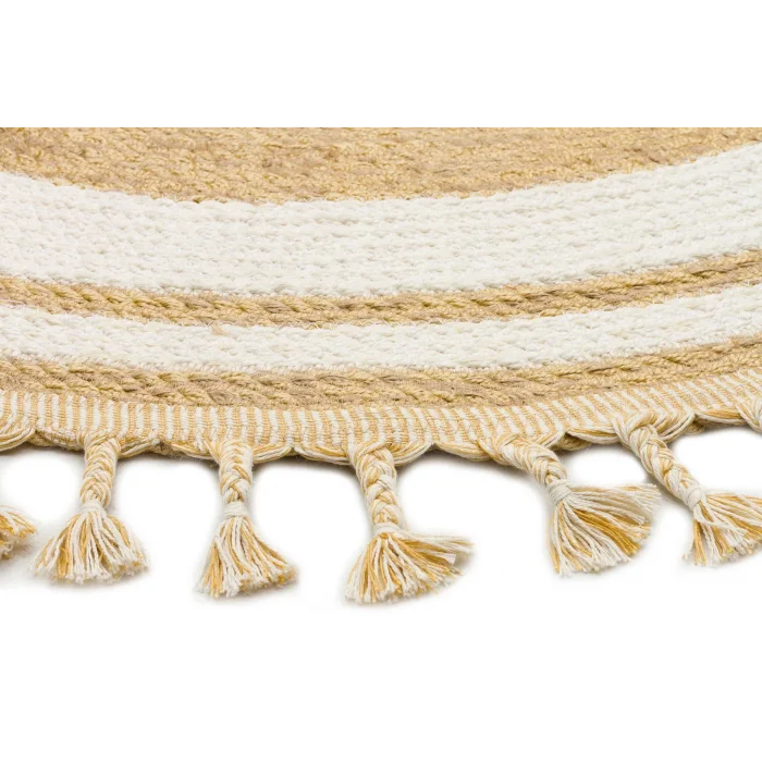 Patna PTN 06 Natural White Jüt Hasır Görünümlü Hav Toz Vermez Dekoratif Örgü Halı