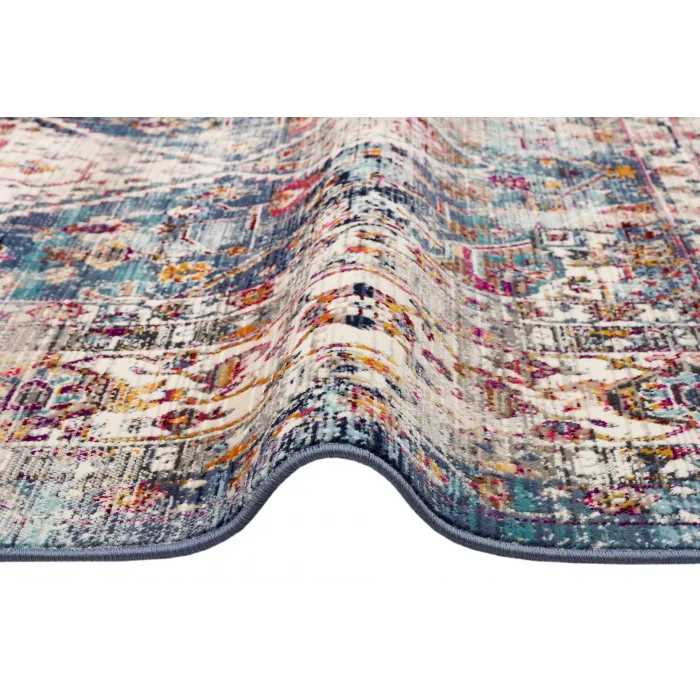 PETRA HALI 0024 Hav Toz Vermez Etnik ve Modern Desenli Renkli Saçaklı Halı