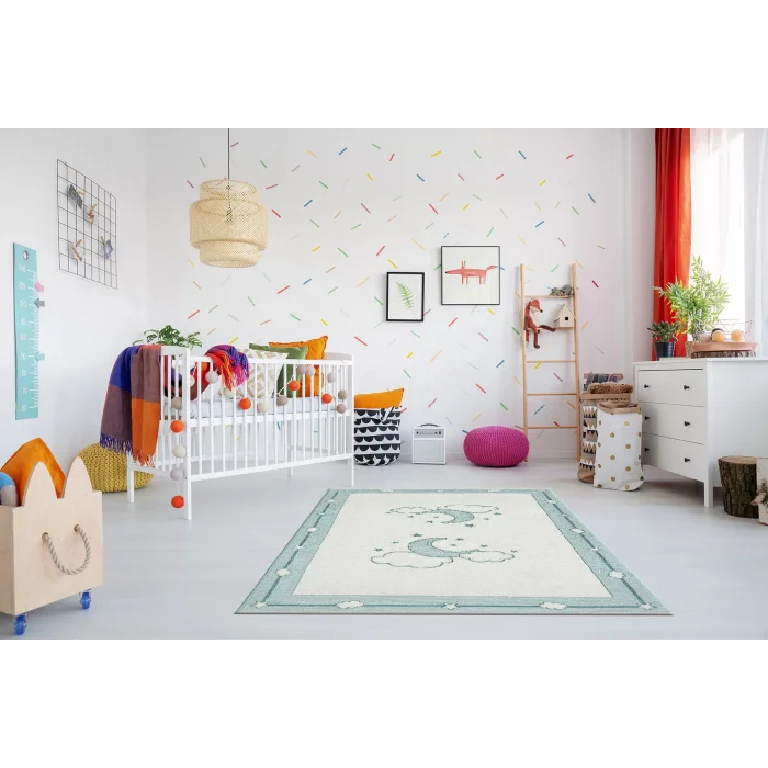 NOA BABY HALI 0021 Yıkanabilir Çift Taraflı Yumuşak Dokulu İnce Çocuk-Bebek Odası Halısı