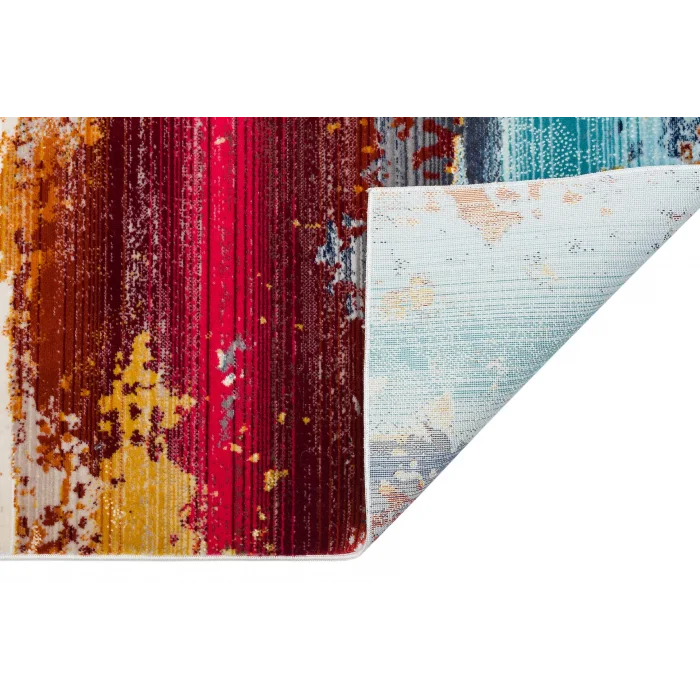 PETRA HALI 0010 Hav Toz Vermez Etnik ve Modern Desenli Renkli Saçaklı Halı