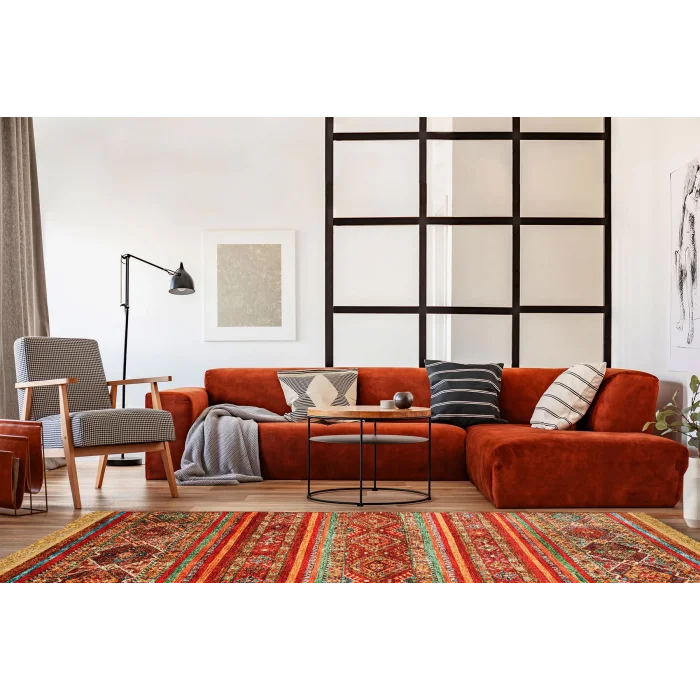 LUNA NEW HALI 0119 Otantik Geleneksel Desenli Yıkanabilir Renkli Baskı Kilim