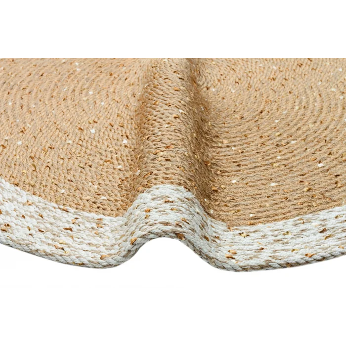 Patna PTN 02 Natural White Jüt Hasır Görünümlü Hav Toz Vermez Dekoratif Örgü Halı