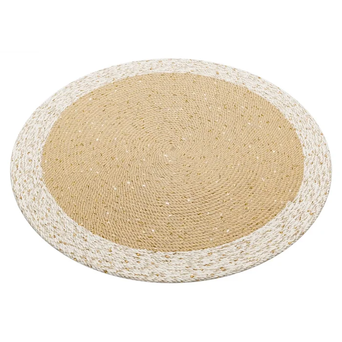 Patna PTN 02 Natural White Jüt Hasır Görünümlü Hav Toz Vermez Dekoratif Örgü Halı