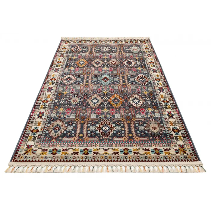 PETRA HALI 0048 Hav Toz Vermez Etnik ve Modern Desenli Renkli Saçaklı Halı