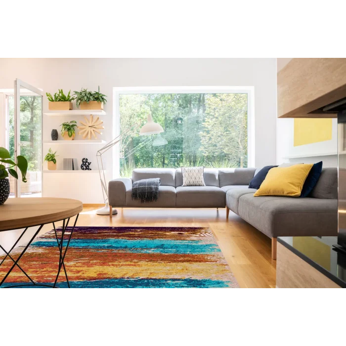 SMART HALI 0471 Kolay Kullanımlı Çok Renkli Modern İnce Dokuma Halı