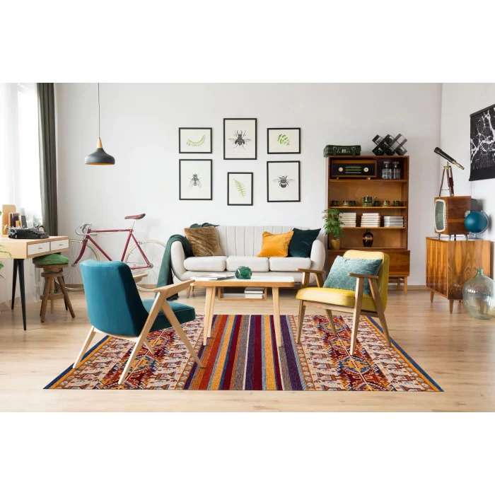 SMART HALI 0686 Kolay Kullanımlı Çok Renkli Modern İnce Dokuma Halı