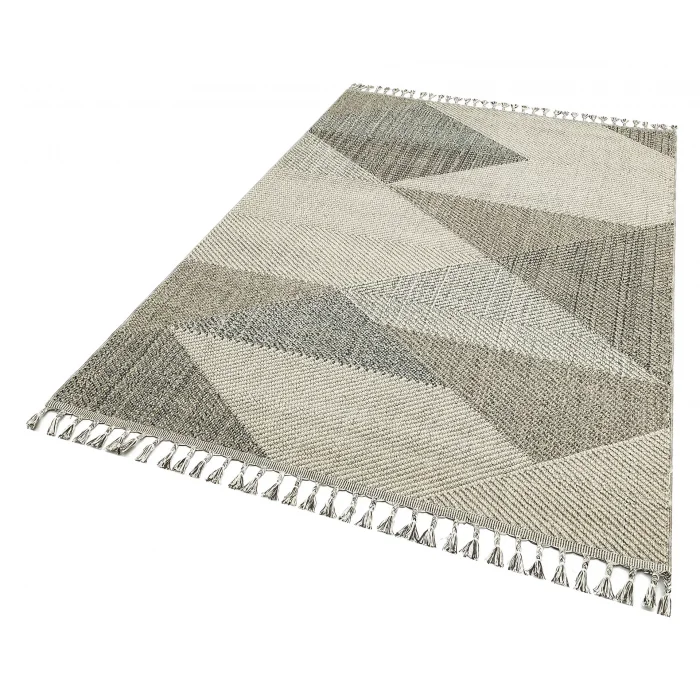 Soho Sh 08 Grey Multy Hav Vermeyen Özel Ipler Ile Üretilen Etnik Örgü Desenlere Sahip Makine Halısı