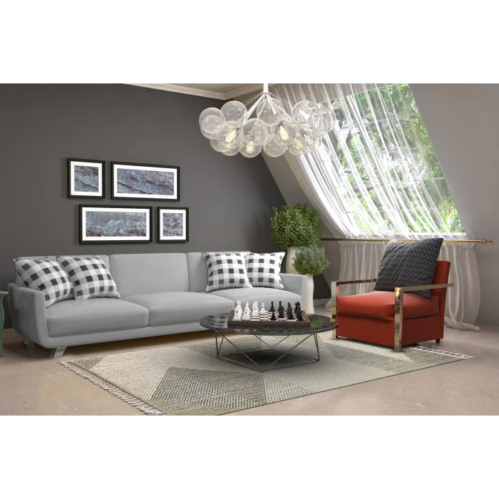 Soho Sh 08 Grey Multy Hav Vermeyen Özel Ipler Ile Üretilen Etnik Örgü Desenlere Sahip Makine Halısı