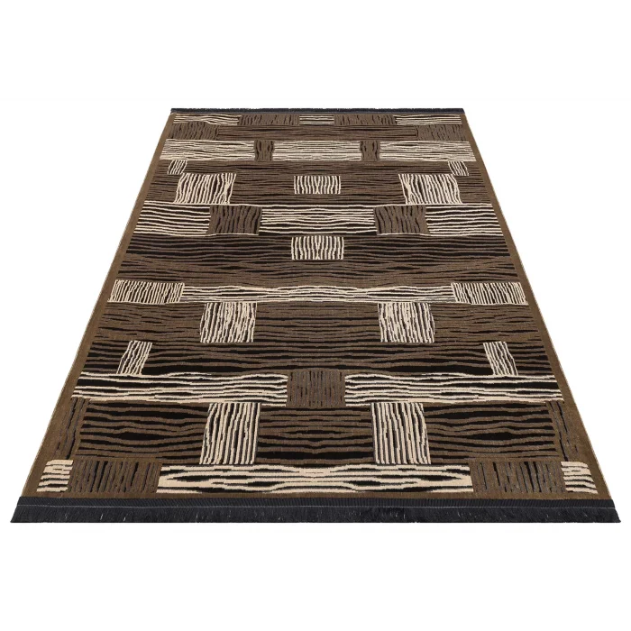 SATEEN HALI 0386 Hav Toz Vermez Yıkanabilir Kaymaz İnce Dokuma Modern Halı