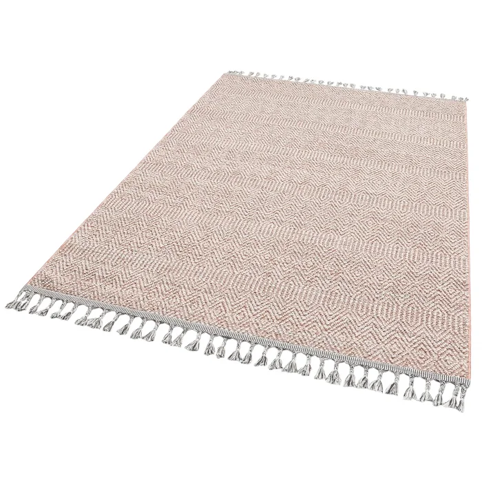Soho Sh 01 Rose Grey Hav Vermeyen Özel Ipler Ile Üretilen Etnik Örgü Desenlere Sahip Makine Halısı