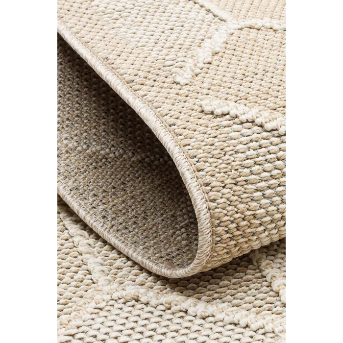 Soho Sh 03 Beige Hav Vermeyen Özel Ipler Ile Üretilen Etnik Örgü Desenlere Sahip Makine Halısı