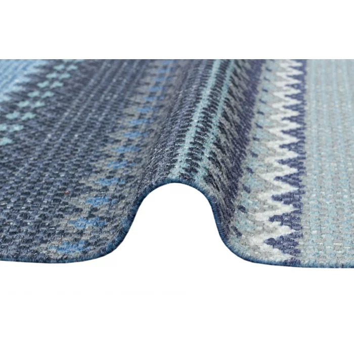 BODRUM KILIM 0121 Renkli Çift Taraflı Yıkanabilir Saçaklı Baskı Kilim