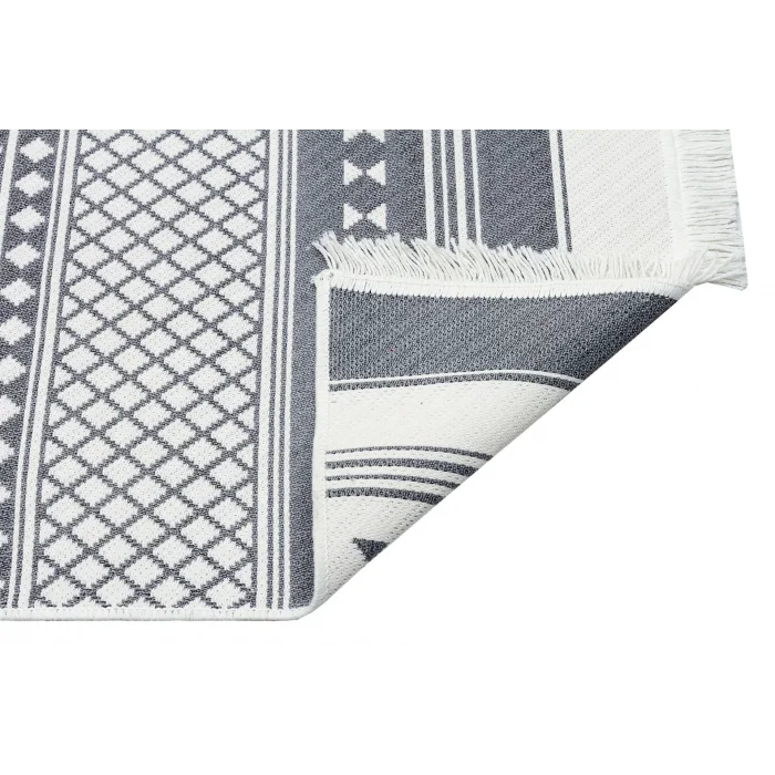 Arya Ar 07 Grey %100 Geri Dönüşümlü Pamuktan Çift Taraflı Yıkanabilir Modern Dekoratif Kilim