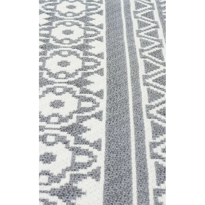 Arya Ar 07 Grey %100 Geri Dönüşümlü Pamuktan Çift Taraflı Yıkanabilir Modern Dekoratif Kilim