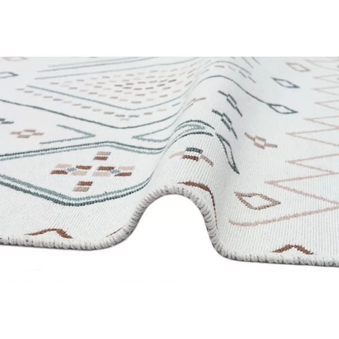 Arya Ar 05 Beige Blue %100 Geri Dönüşümlü Pamuktan Çift Taraflı Yıkanabilir Modern Dekoratif Kilim