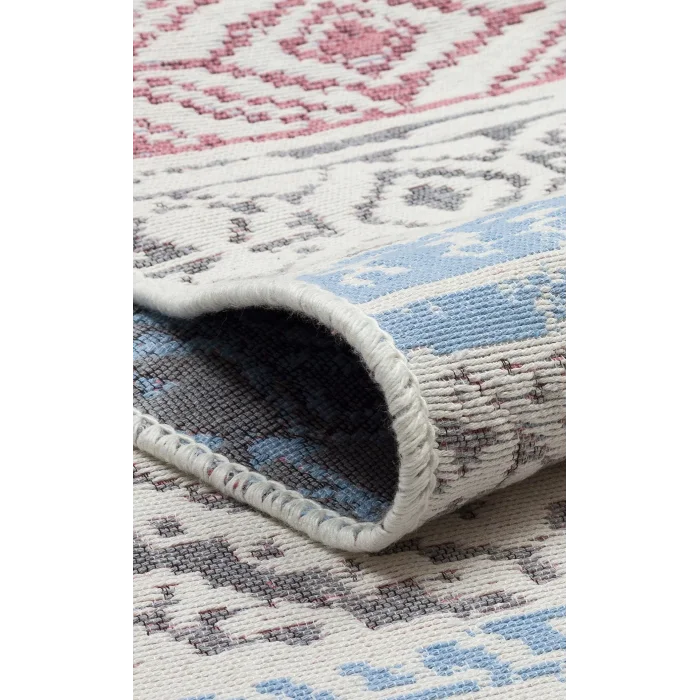 Arya Ar 04 Pink Aqua %100 Geri Dönüşümlü Pamuktan Çift Taraflı Yıkanabilir Modern Dekoratif Kilim