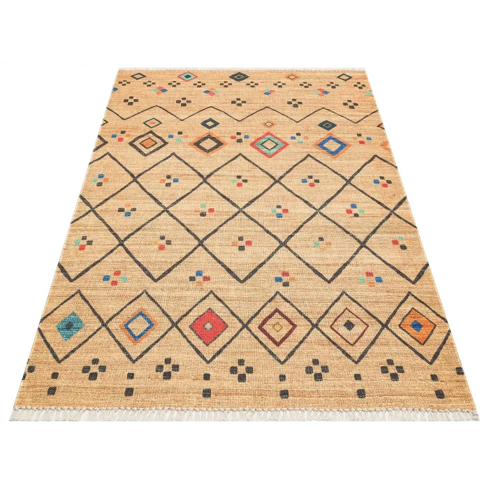 Asos As 07 Multy Jüt Hasır Görünümlü Hav Toz Vermeyen Çift Taraflı Kullanılabilen Yıkanabilir Kilim