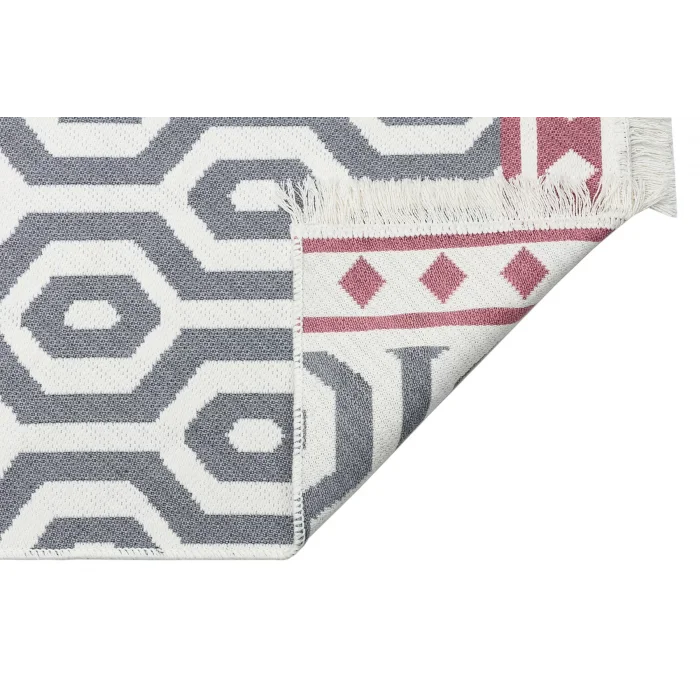 Arya Ar 17 Grey Pink %100 Geri Dönüşümlü Pamuktan Çift Taraflı Yıkanabilir Modern Dekoratif Kilim