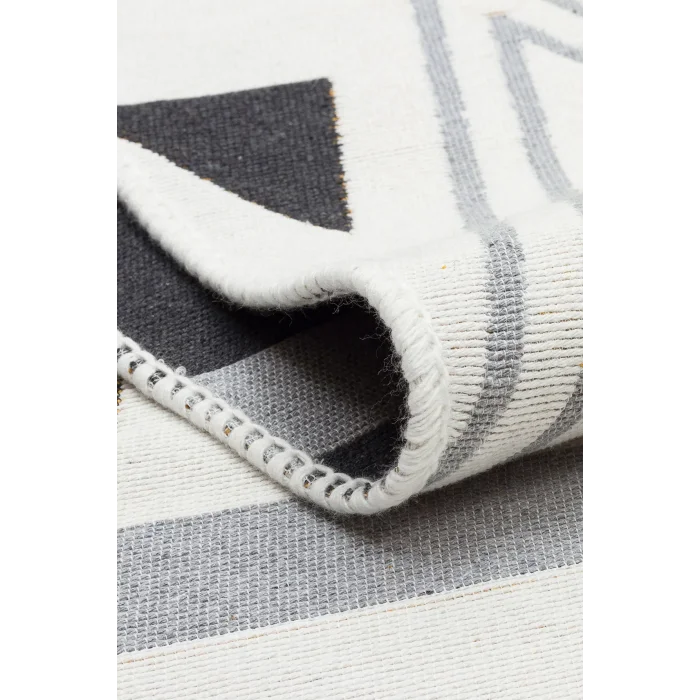 Arya Ar 18 Yellow Grey %100 Geri Dönüşümlü Pamuktan Çift Taraflı Yıkanabilir Modern Dekoratif Kilim
