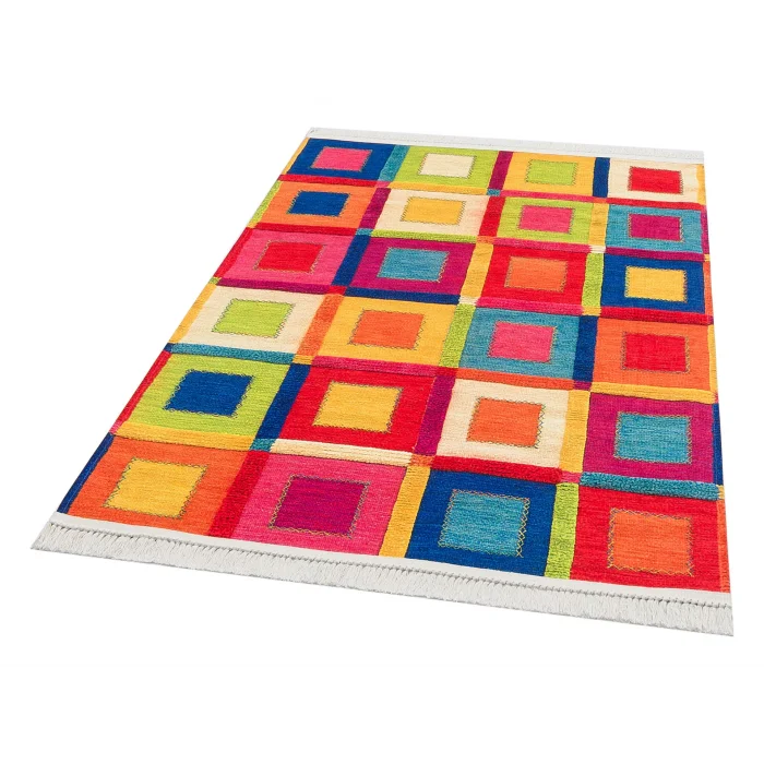 LUNA NEW HALI 0009 Otantik Geleneksel Desenli Yıkanabilir Renkli Baskı Kilim