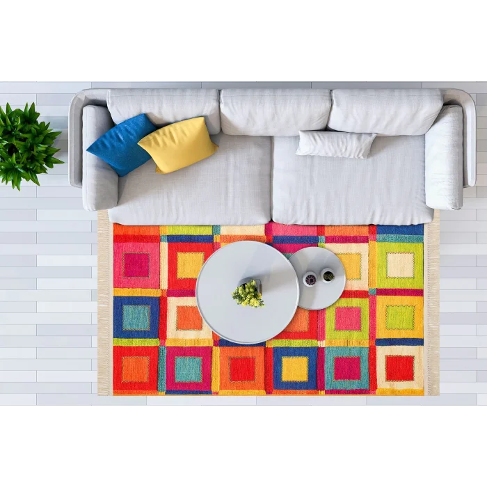 LUNA NEW HALI 0009 Otantik Geleneksel Desenli Yıkanabilir Renkli Baskı Kilim
