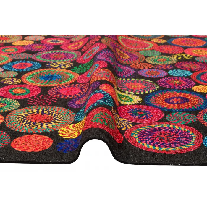 LUNA NEW HALI 0052 Otantik Geleneksel Desenli Yıkanabilir Renkli Baskı Kilim