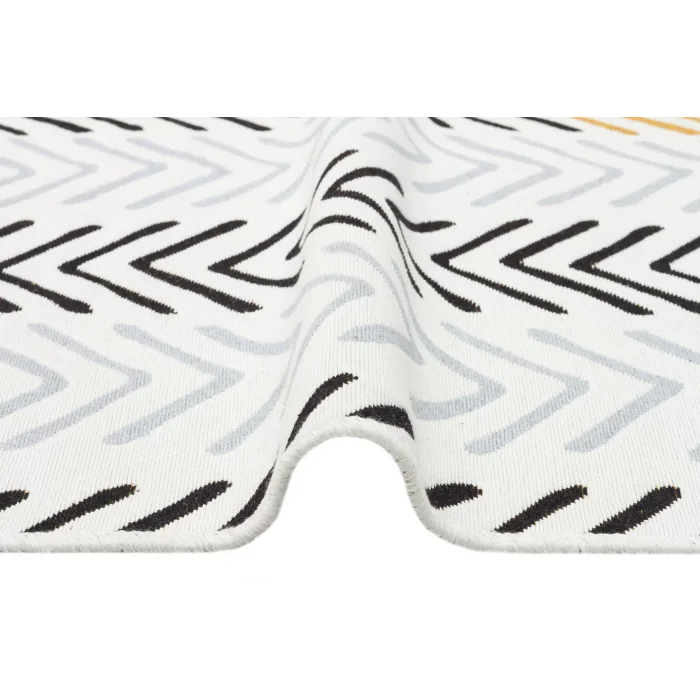 Arya Ar 19 White Black %100 Geri Dönüşümlü Pamuktan Çift Taraflı Yıkanabilir Modern Dekoratif Kilim