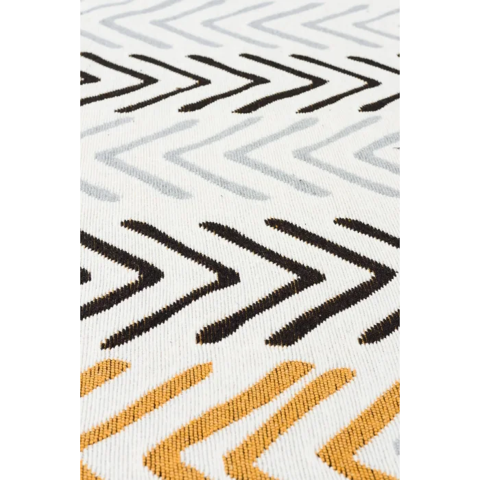 Arya Ar 19 White Black %100 Geri Dönüşümlü Pamuktan Çift Taraflı Yıkanabilir Modern Dekoratif Kilim