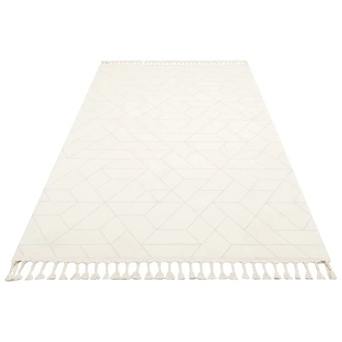 Urban 03 White Etnik Desenlere Sahip Hav Toz Vermez Yumuşak Dokulu Modern Halı