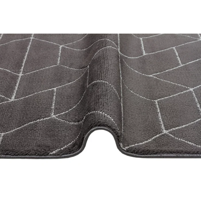 Urban 03 Black Grey Etnik Desenlere Sahip Hav Toz Vermez Yumuşak Dokulu Modern Halı