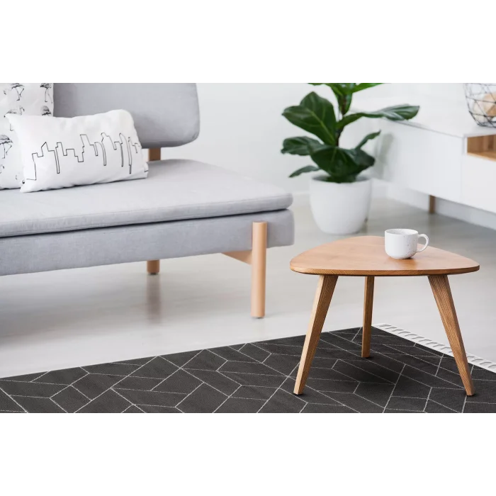 Urban 03 Black Grey Etnik Desenlere Sahip Hav Toz Vermez Yumuşak Dokulu Modern Halı