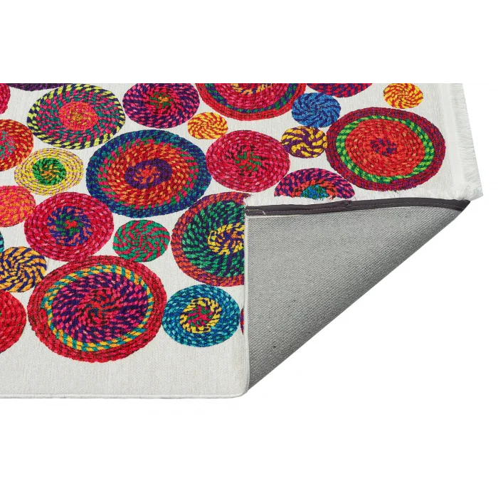 LUNA NEW HALI 0055 Otantik Geleneksel Desenli Yıkanabilir Renkli Baskı Kilim