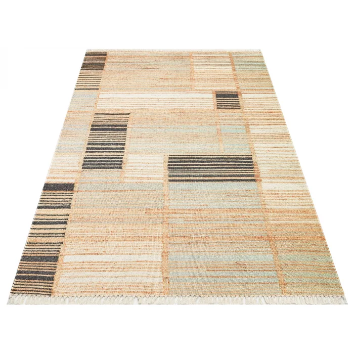 Asos As 08 Natural Grey Jüt Hasır Görünümlü Hav Toz Vermeyen Çift Taraflı Kullanılabilen Yıkanabilir Kilim