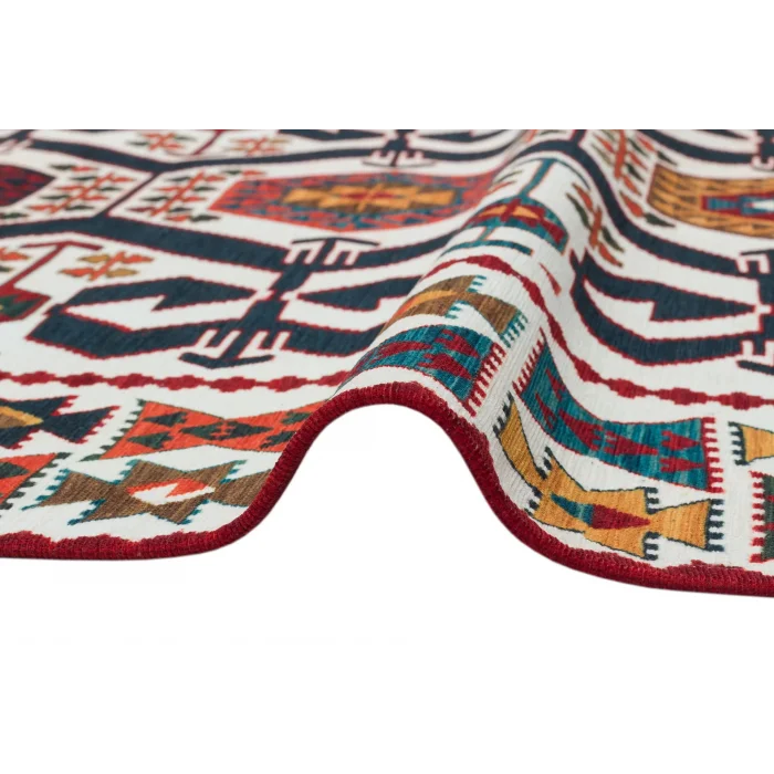 LUNA NEW HALI 0029 Otantik Geleneksel Desenli Yıkanabilir Renkli Baskı Kilim