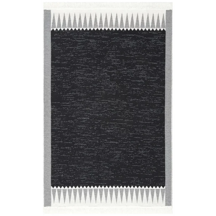 Arya Ar 22 White Black %100 Geri Dönüşümlü Pamuktan Çift Taraflı Yıkanabilir Modern Dekoratif Kilim