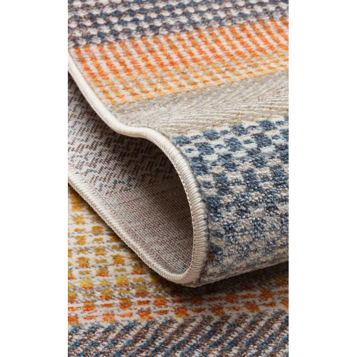 PIETRA HALI 0019 Sıcak Renk Tonlu Etnik Desenli Yumuşak Dokulu Makine Halısı