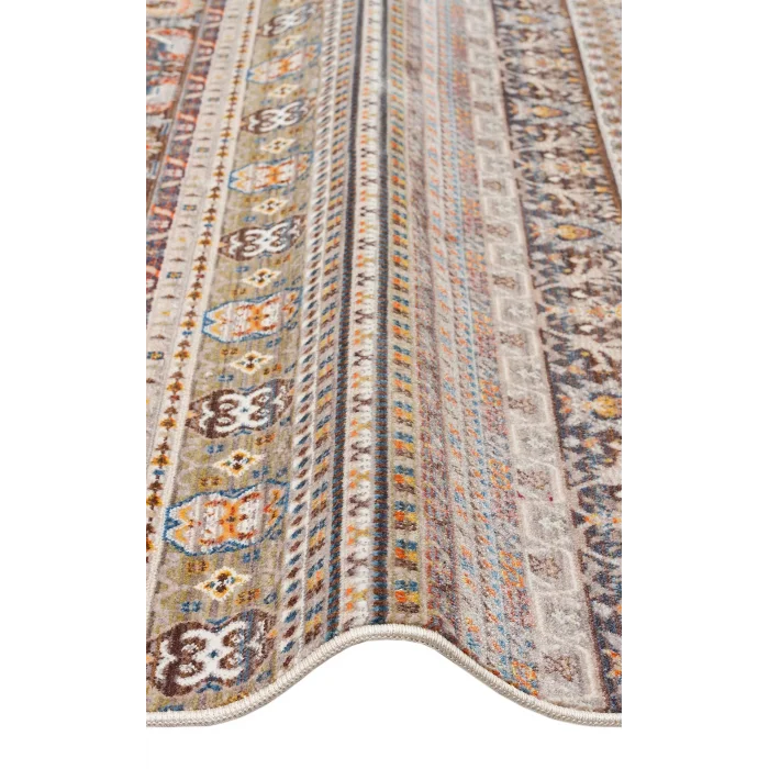 PIETRA HALI 0024 Sıcak Renk Tonlu Etnik Desenli Yumuşak Dokulu Makine Halısı