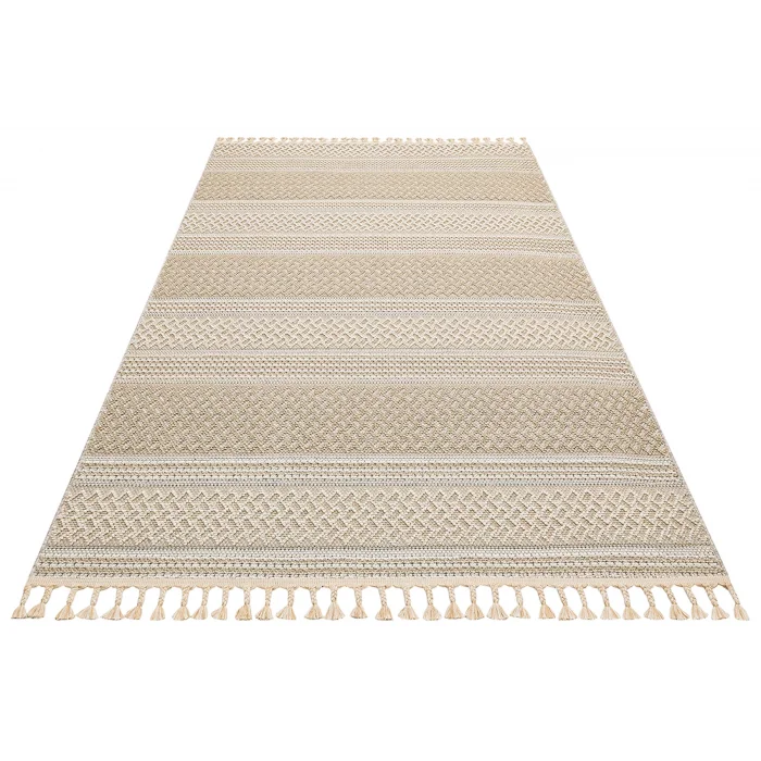 Soho Sh 05 Beige Hav Vermeyen Özel Ipler Ile Üretilen Etnik Örgü Desenlere Sahip Makine Halısı